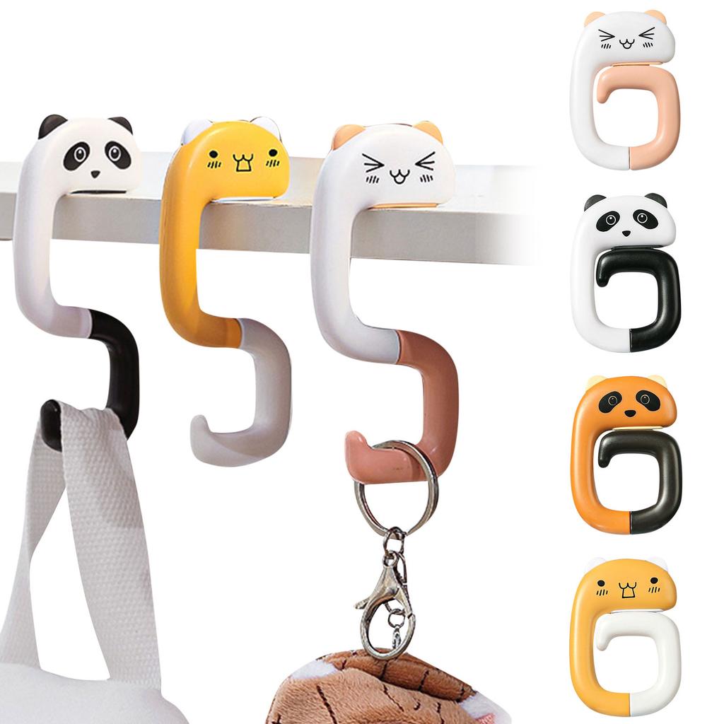 Travel Portable Plastic Bag Cute Animal Hook For Hanging Decorative Table Purse Bag Hook Wall Hanger Holder Handbag Hanger