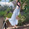 Seaside vacation dress women's summer new sweet gentle wind French temperament beautiful off-the-shoulder beach dress