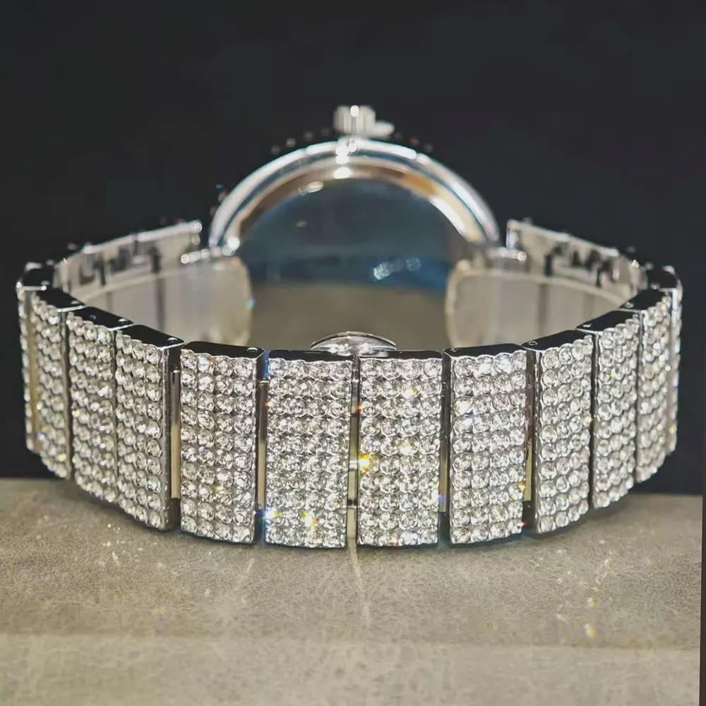 Golden Iced Brilliant Watches Men Luxury Steel Quartz Watch Fashion Leopard Hip Hop Diamond Wrist Watch Man Reloj Hombre