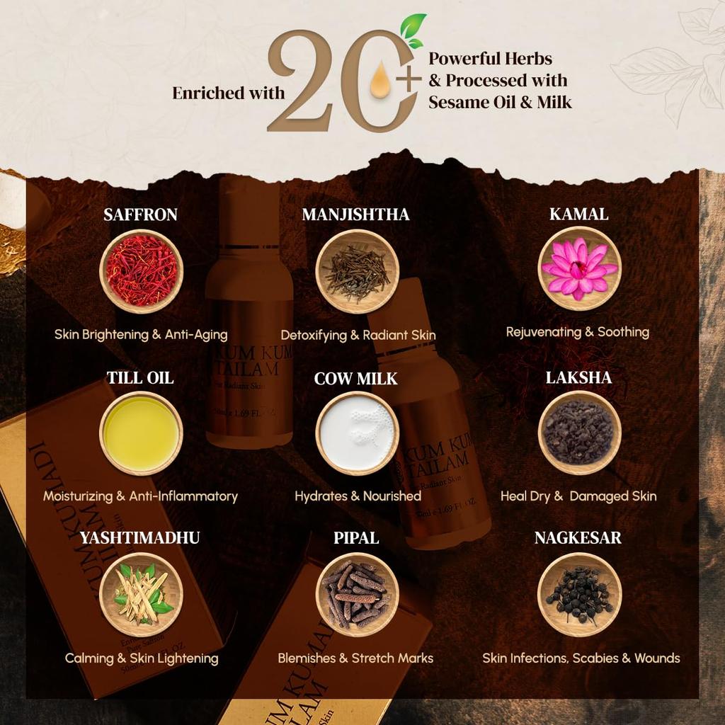 VASU Kumkumadi Tailam 25 ml Packung 1 Für strahlende Haut Kräuteröl für das Gesicht Anti-Aging Pflege