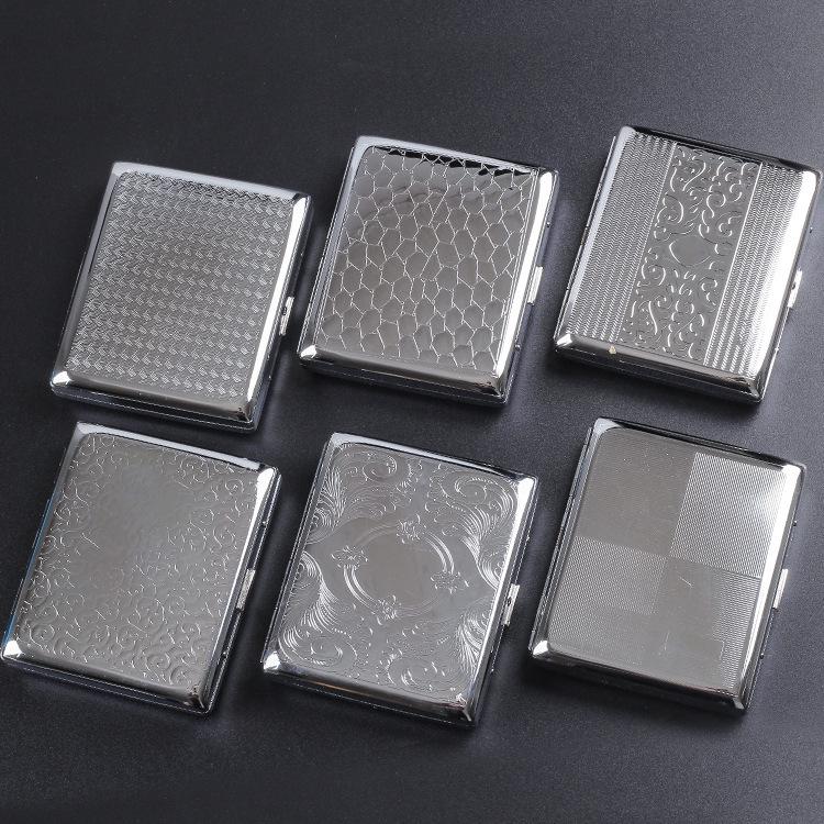 Personalized Men's 20-Capacity Engraved Metal Cigarette Case - Creative and Anti-Pressure Design