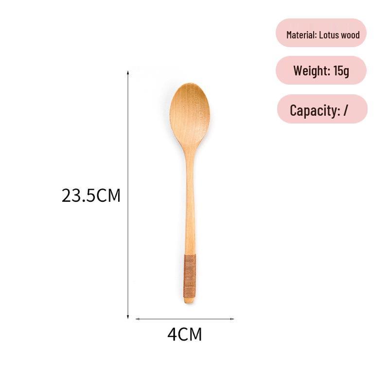 Long-Handled Wooden Spoon Set: Coffee, Honey, Milk Tea Stirrer & Soup Ladle