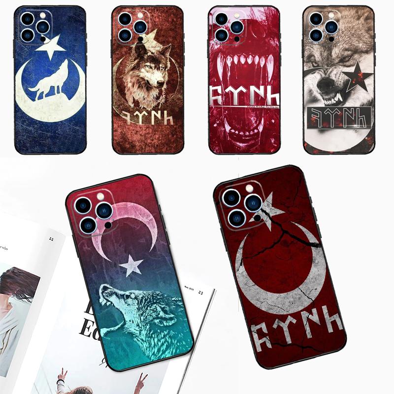 Turkey Turkish Flag Wolf Phone Case For iPhone 11 12 13 14 15 16 Pro Max Plus 12 13 Mini 7 8 X XR XS MAX Cover Shell
