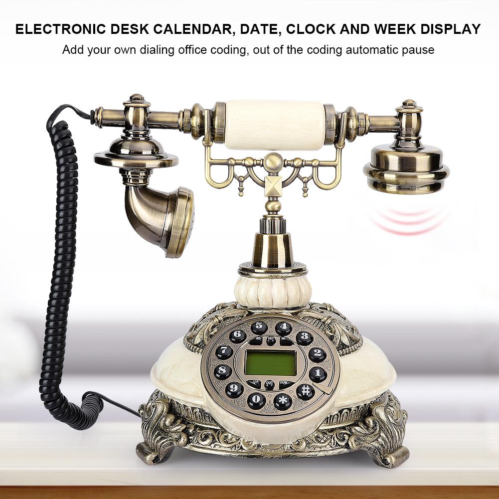 Rășină Alb Mâini Libere Dormitor Arhaic Vintage Telefon cu Identificare Apelant pentru Acasă