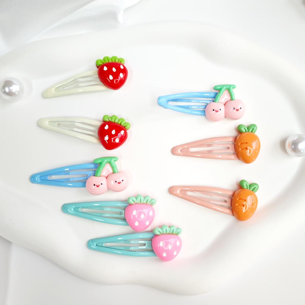 4Pcs/set 2025 New Children's Hair Cards Colorful Girls Summer Headdress Baby Cartoon Hair Clips Cute Cherry Strawberry Shape