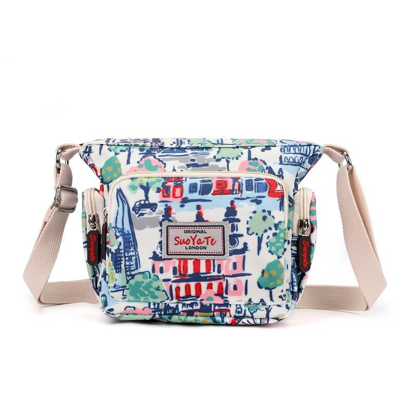 

New casual bag women s flower cloth bag simple multi-layer large-capacity shoulder messenger bag fashionable mother bag