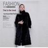 Women's Mid-Length Black Stand-Up Collar Mink Fur Coat
