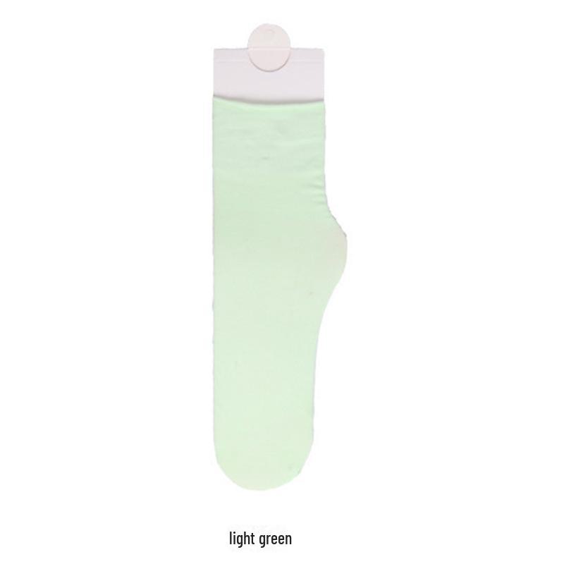 Women's Trendy Mid-Tube Ice Velvet Socks - Solid Colors and Fashionable Curls