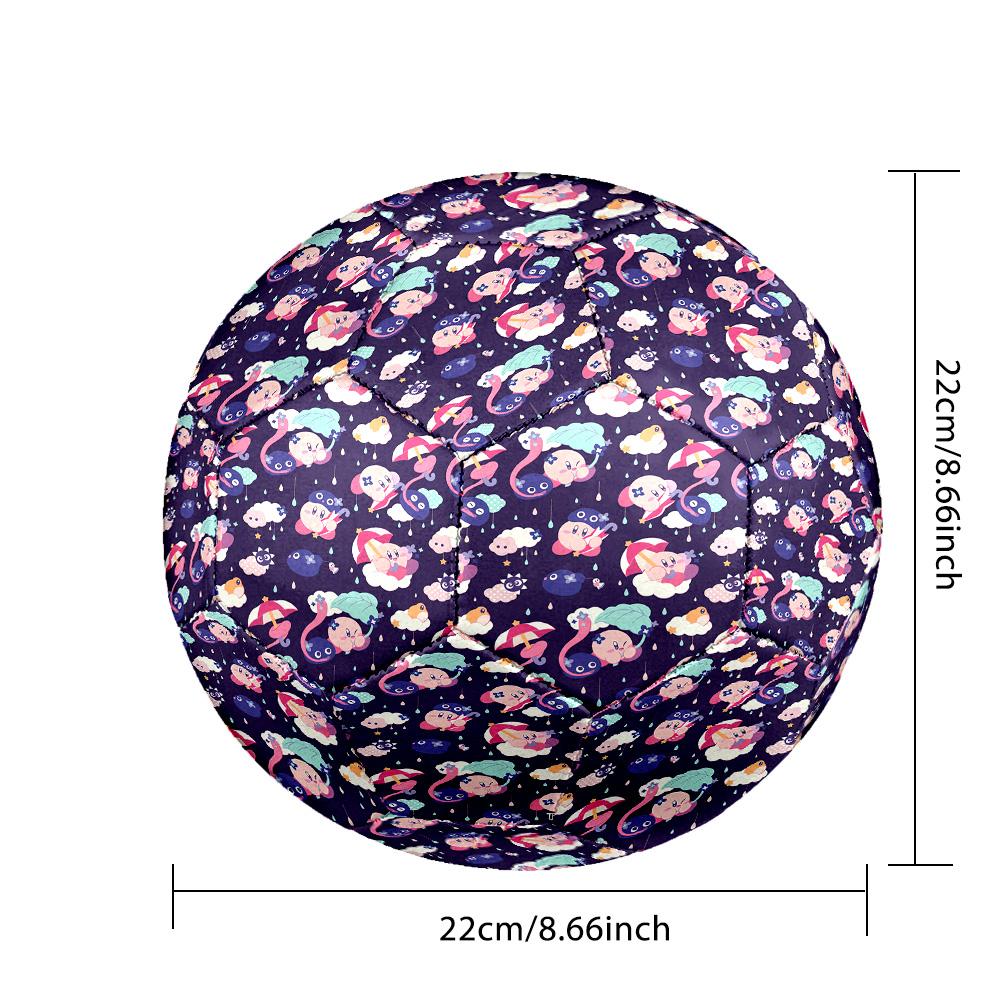 Size 5 Football Kirby Pattern, Wear‑Resistant Soccer Ball for Match Training Daily Sports Play