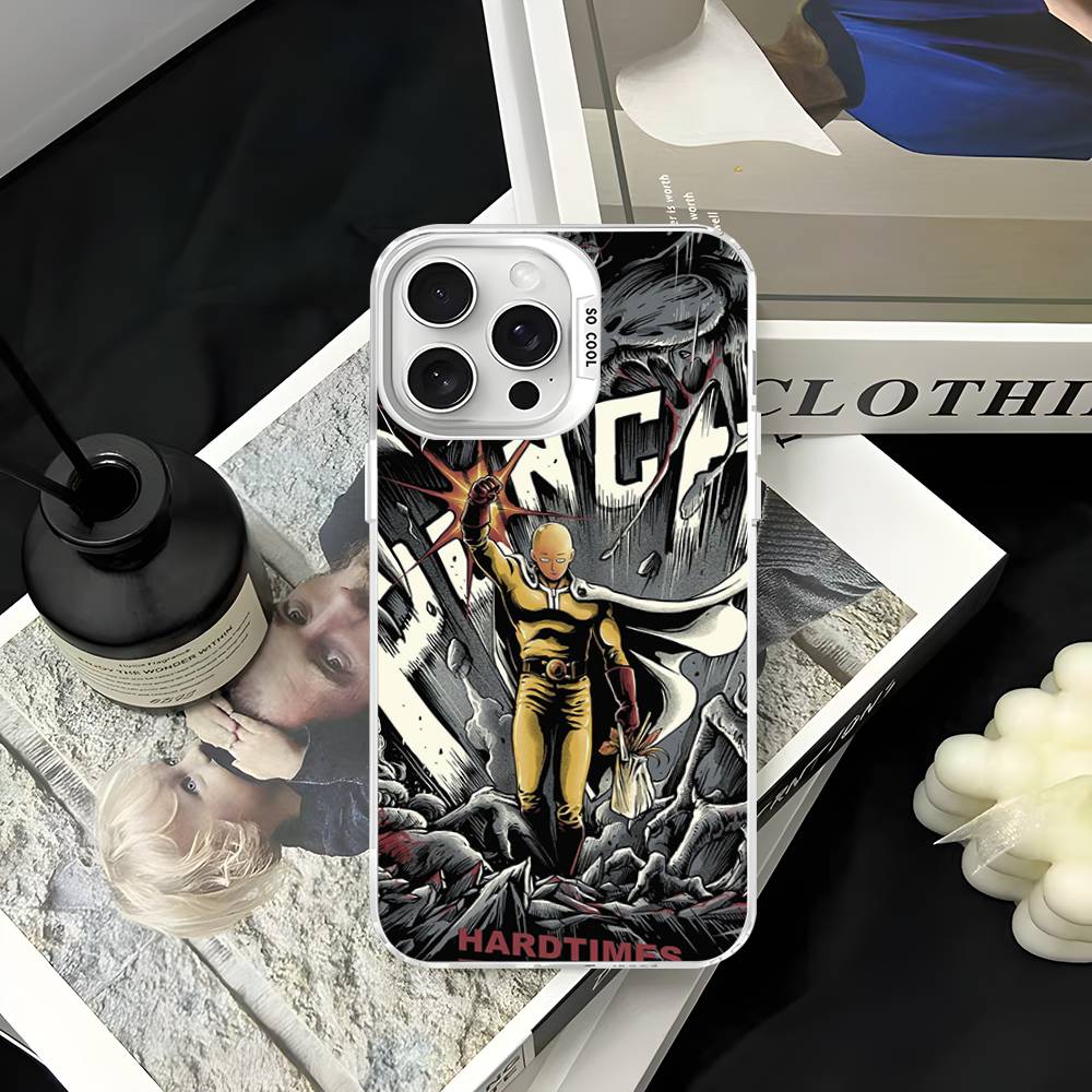 

Anime One-Punch Man For iphone 15 14 13 Plus 17 16 12 11 Pro Max Matte Colored Silver Luxury Phone Cover iPhone 16pro max