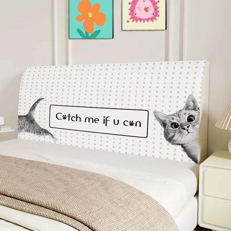 Cute Bed Headboard Cover for Queen King Bed Headboard Slipcover Covers, Dustproof Protector Stretch Cover for Upholstered