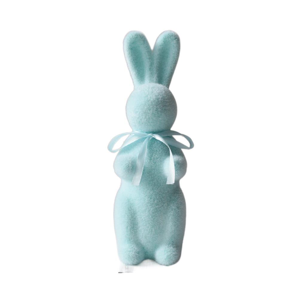 

Flocked Easter Bunny Figurines Simulated Moss 20CM Rabbit Ornaments Solid Color Happy Easter Rabbit Gnome Statues синий