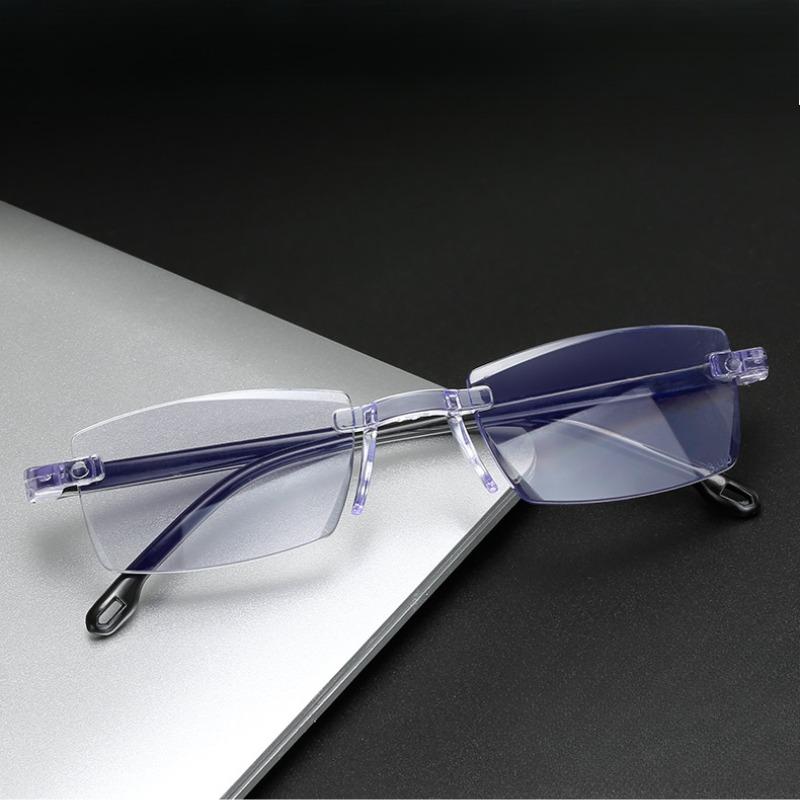 Ultra Light Rimless Diamond Edge Trimming Anti Blue Light Reading Glasses Men Women Radiation-resistant Presbyopia Eyeglasses