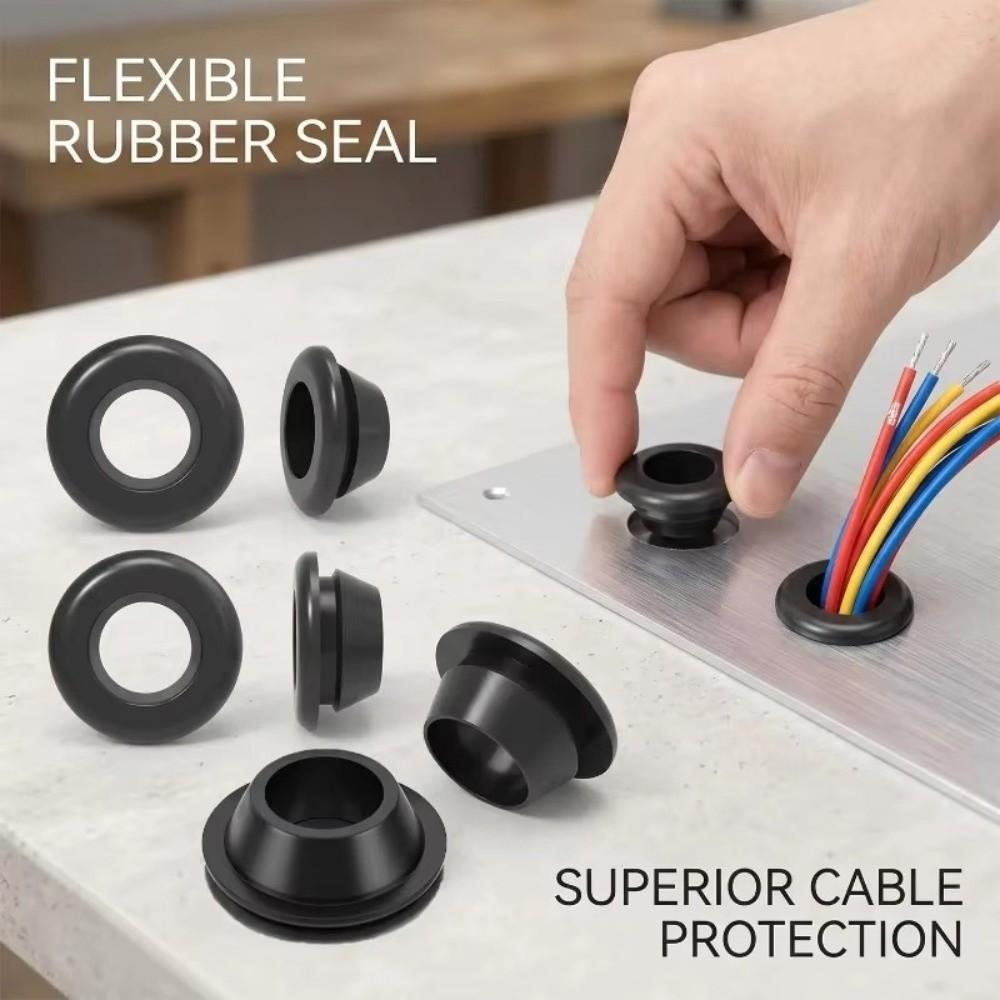 Black Cable Hole Plugs Rubber Grommet Assortment Kit Ring  Electrical Wiring
