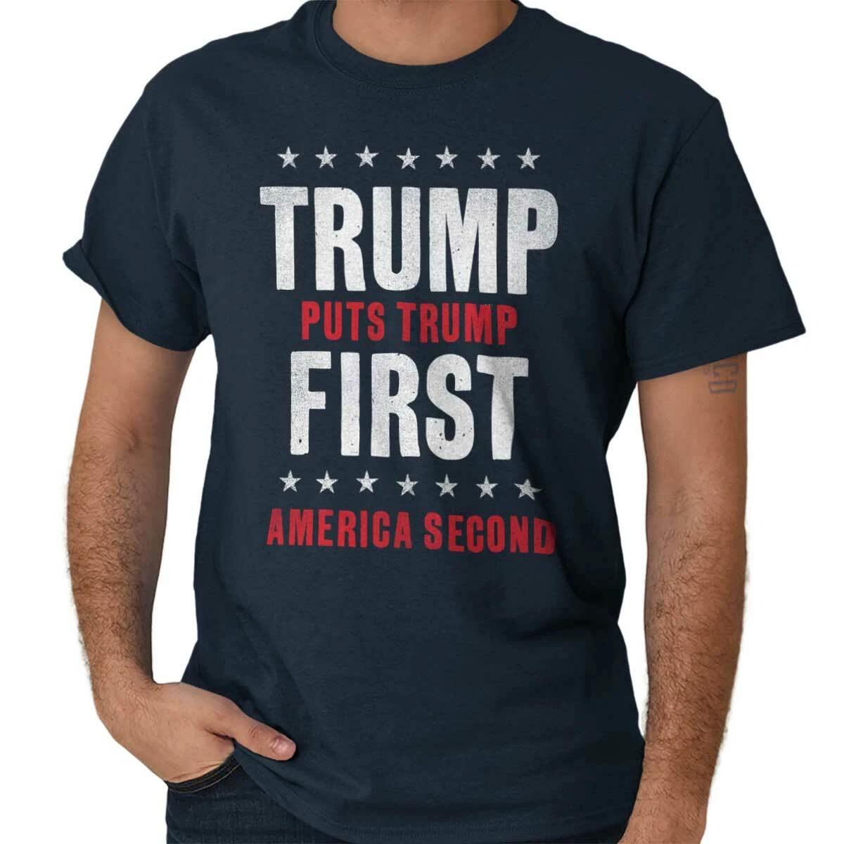 Trump First America Second Political Election Womens or Mens Crewneck T Shirt Te XXXL