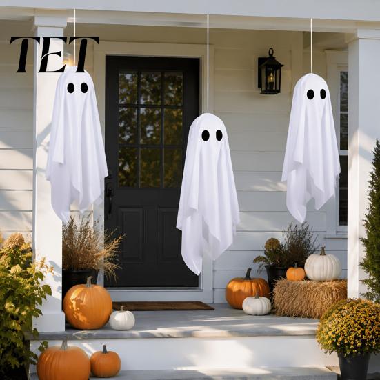 Hanging Ghost Decorations for Yard 3Pcs Halloween Decorations, Spooky Flying with Festival Atmosphere Decor Lanyard Haunted House, Outdoor,