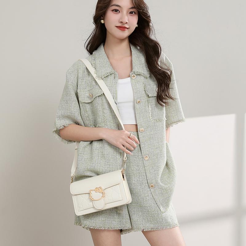 New Sanrio MESUCA/Mesuka Hello Kitty Synthetic Leather Shoulder Bag, Crossbody Bag, Small Square Bag Women's HHF24980