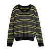 Chuyu Damen Maritimes Streifenmuster Rundhals Strickpullover