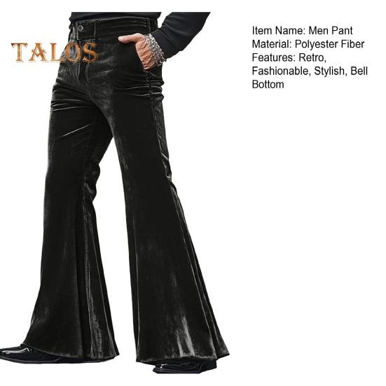 Herren Schlaghose aus Samt im Retro-Stil der 70er Jahre Disco-Outfit, lässige, locker sitzende Party- und Straßen-Schlaghose für den Alltag, Straßen- und Büropartys