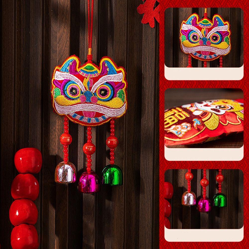 Embroidery Spring Festival Wind Chimes Lucky Bag Hanging Bell Decor  2025 Lunar New Year