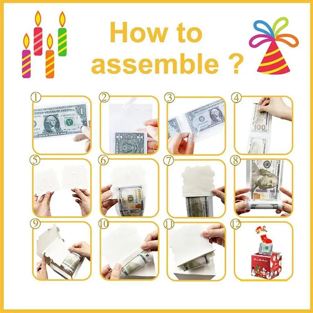 Paper Paper Christmas Cash Box Money Roll Pull Out Cash Gift Box  Happy Birthday