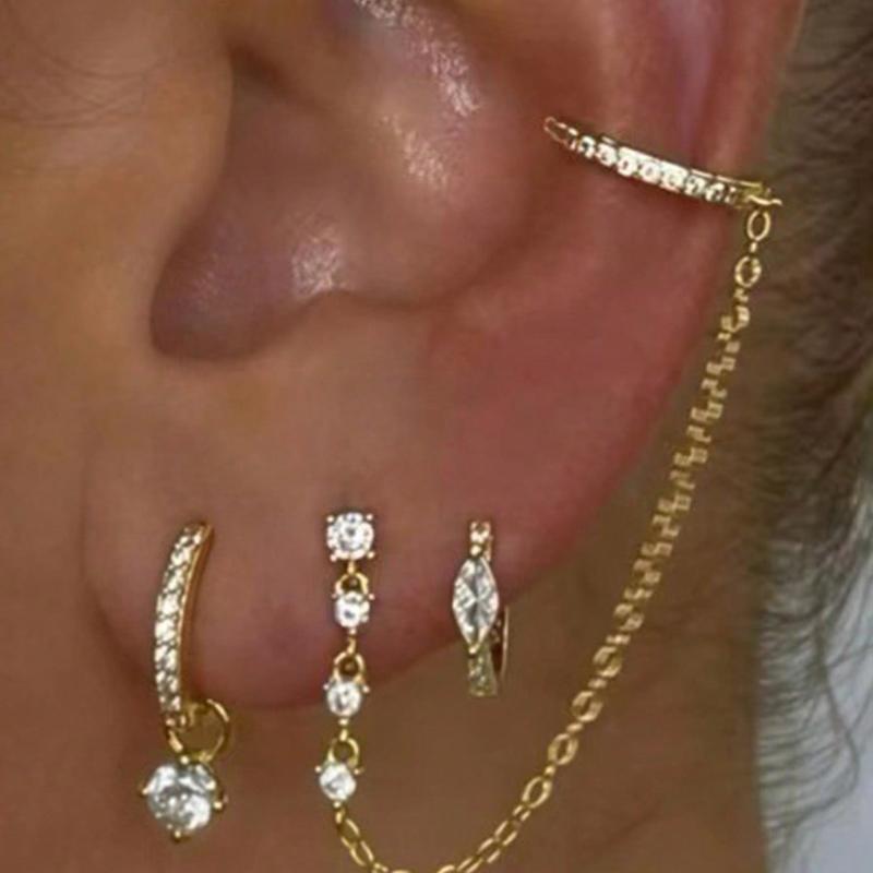 5pcs/Set Gold Bride Clip-On Earrings Set