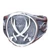 Adjustable Vintage Hip Hop Arabic Dagger Double Blade Ring Men Women Retro Geometric Plated Open Band