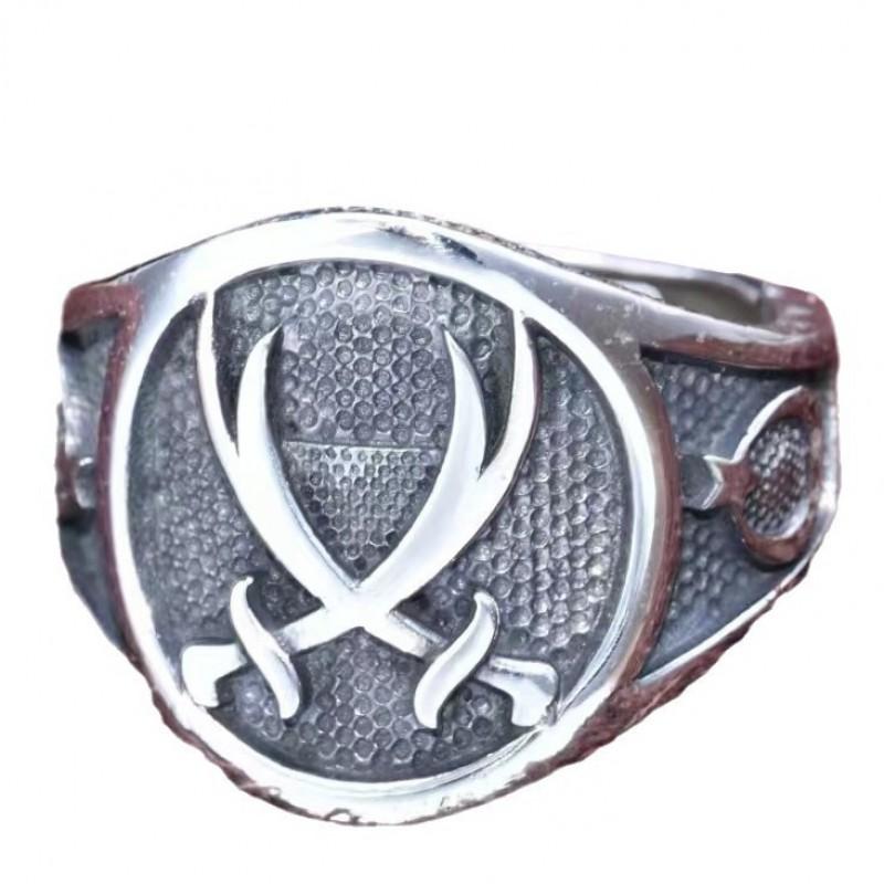 Adjustable Vintage Hip Hop Arabic Dagger Double Blade Ring Men Women Retro Geometric Plated Open Band