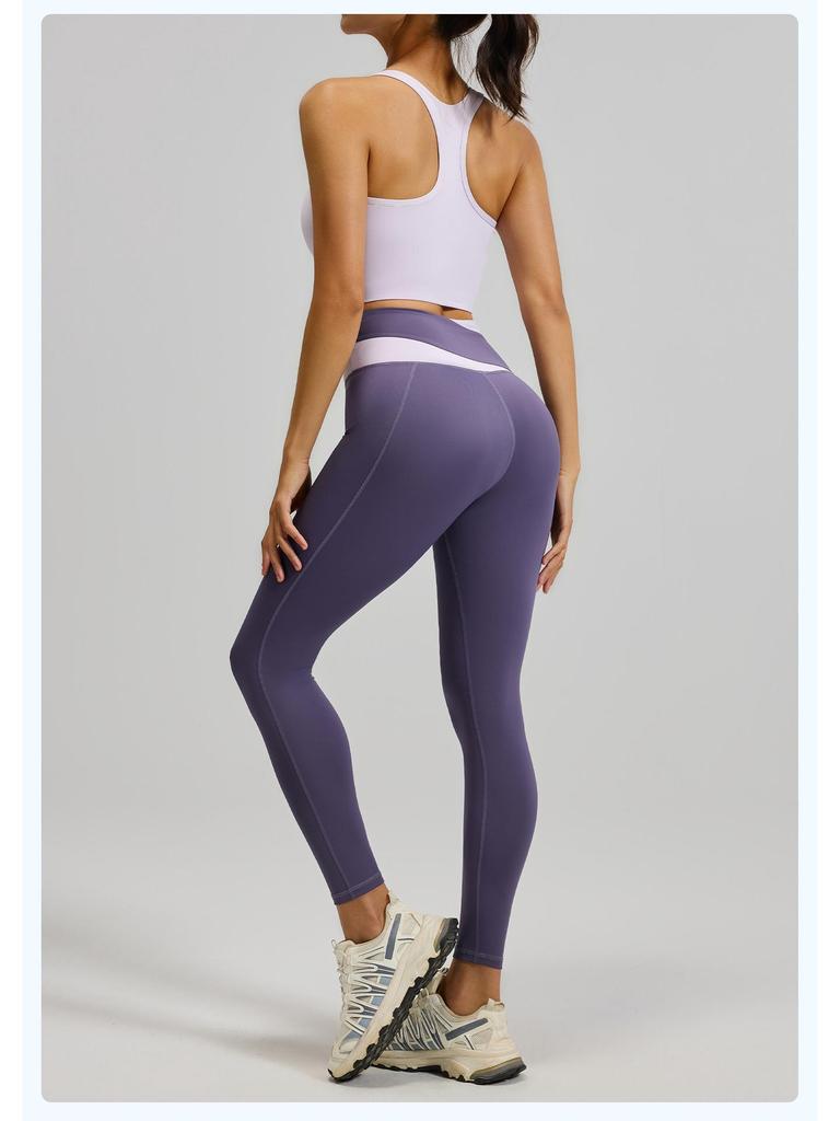 High-Waisted Color-Block Yoga Set: Tummy Control, Shockproof Sportswear for Women