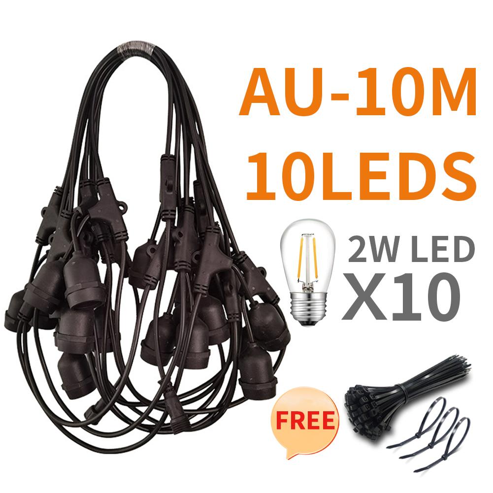 S14 10M LED Festoon String Lights Connectable Commercial Grade Waterproof Outdoor Lighting for Garden Holiday Wedding Decoration