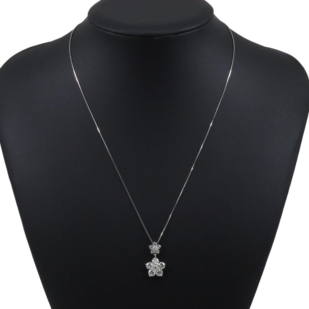 Flour Necklace Pt850Platinum/Pt900Platinum/diamond Flour 4.8g Women Used