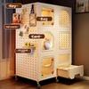 Compact Cat Cage with Toilet All-in-One Indoor Cat House for Small Spaces Space-Saving Kitty Mansion DIY Cave Plate Cats Villa