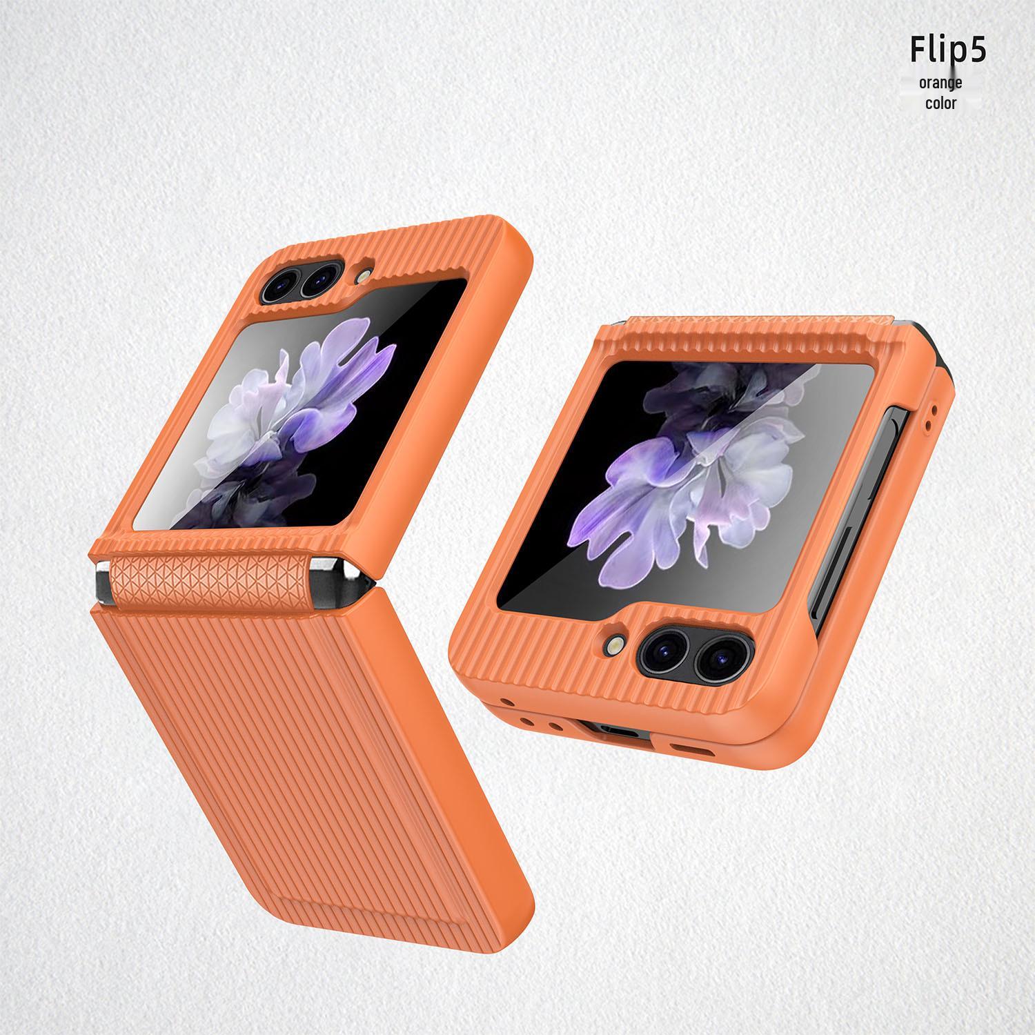 

Ultra-Thin Samsung Flip5 Protective Case: Hinge Drop-Proof Design with Integrated Film Galaxy Z Flip5 оранжевый