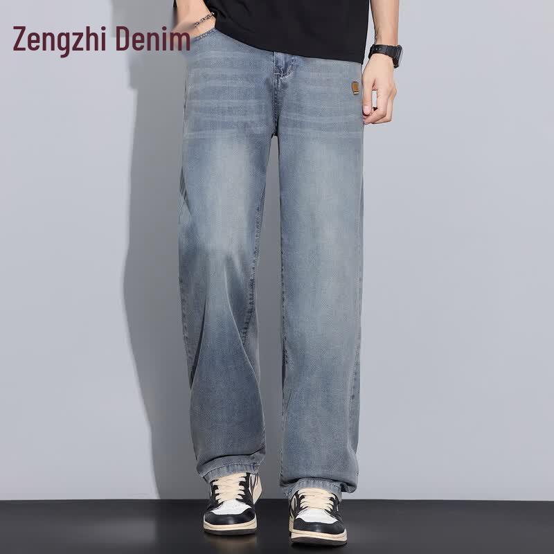 Zengzhi Men s Tencel Lyocell Straight-Leg Jeans 34