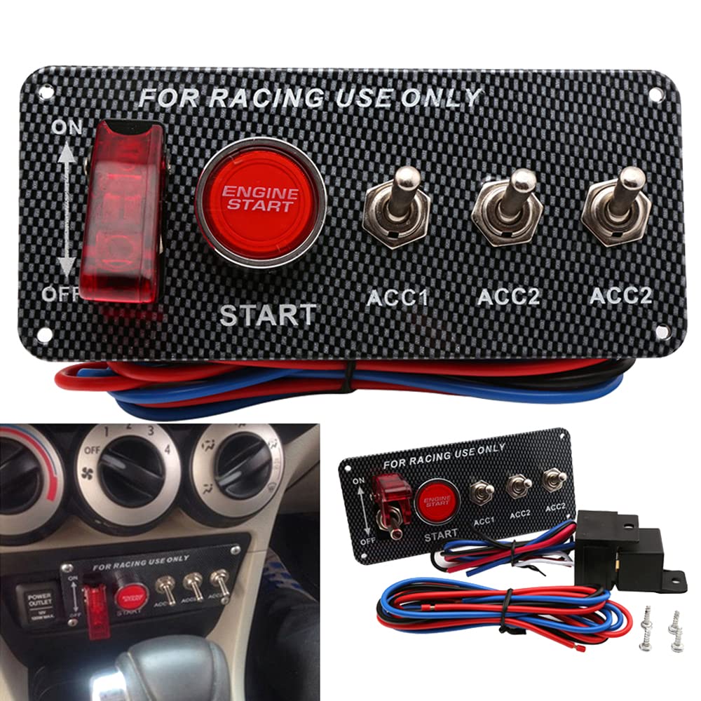

Racing Switch Carbon Fiber Push Start Toggle Universal Fit Panel, Look, Switch,