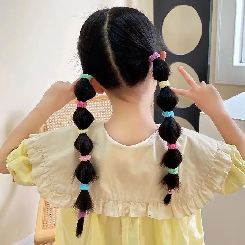 50 Stück/Los Bonbonfarbe Kinder Einfache Elastische Haarbänder Baby Mädchen Scrunchie Gummibänder Süße Kinder Haarschmuck