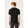Men's Black 100% Cotton Breathable Crew Neck Standard Fit Regular Cut T-shirt E001000