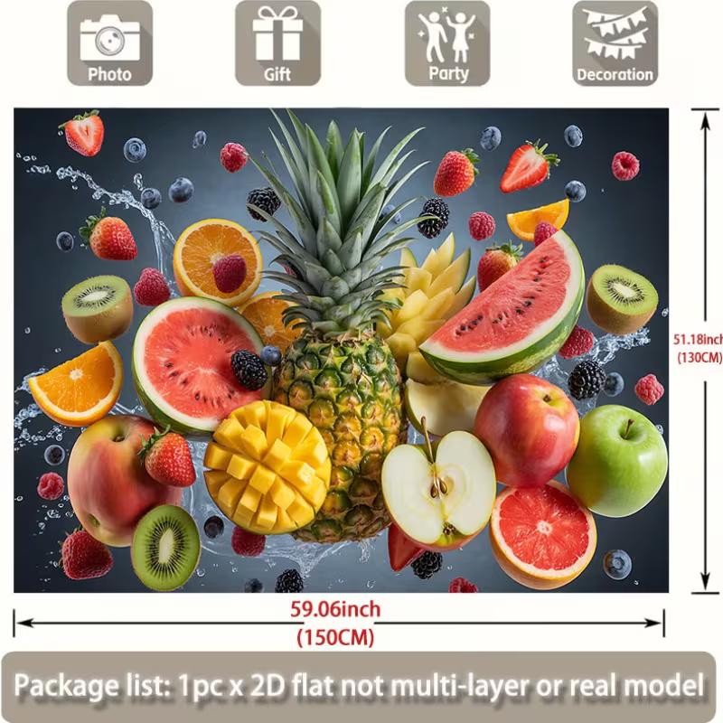 2D Tropical Fruit Backdrop, Summer Party & Food Photography Background