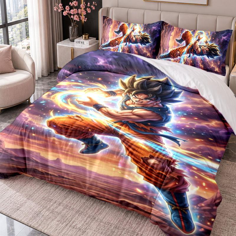 Dragon Ball 3Pcs Bedding Set Duvet Cover With Two Pillowcases For Bedroom Home Decoration