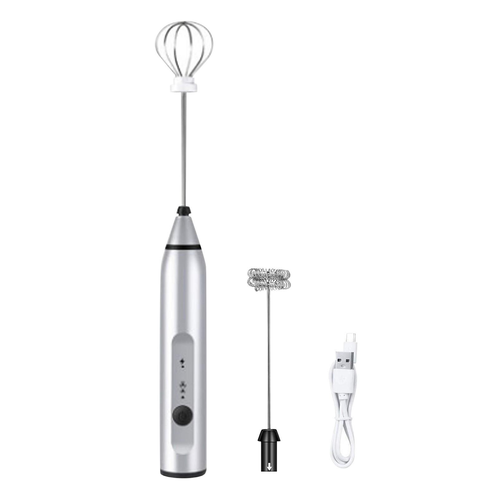 

USB Rechargeable Handheld Milk Frother Electric Whisk with Detachable Whisk Heads for Coffee Latte Cappuccino and Mixing Beverages One Size