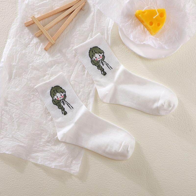 

Женские весенне-осенние милые трендовые хлопковые гольфы в стиле колледжа 1 pair зелёный