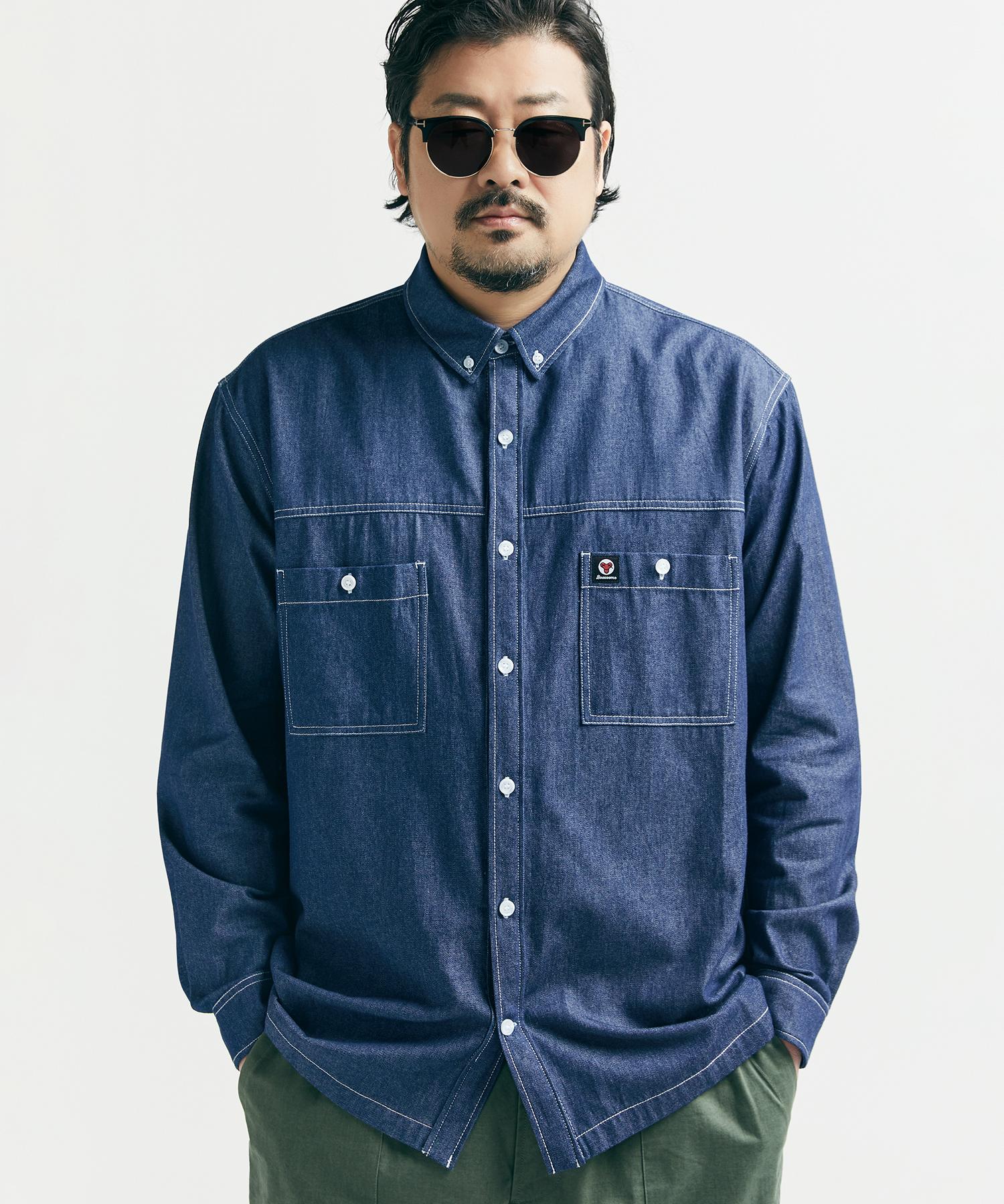 Buboom [Plus Size] W&P Denim Shirt Blue 2_Xxl(115~125)