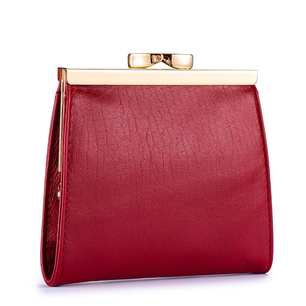 New first layer oil wax cowhide retro clip buckle change bag women's ID card clip business card bag multi-card card bag