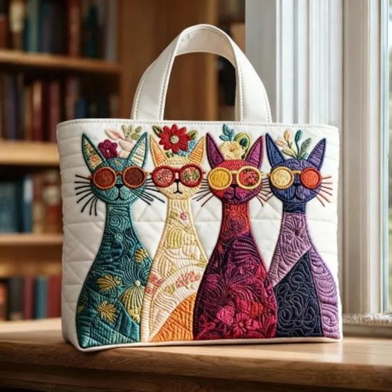 Retro Canvas Handbag Floral Women Purse Cute Animal Designs Tote Bag 14-Inch Laptop Compatible Commuter Tote for Shopping Weekend Outings