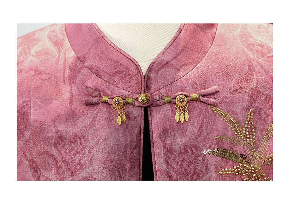 Elegant Gold Velvet Spring Suit: Mid-aged & Elderly Women's Two-piece Vest & Top Set