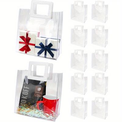 10pcs, Square Handle Gift Bag, Gift Wrapping Bag, Birthday Gift, Anniversary, Wedding, Party Party Gift, PVC Clear Gift Wrapping Bag