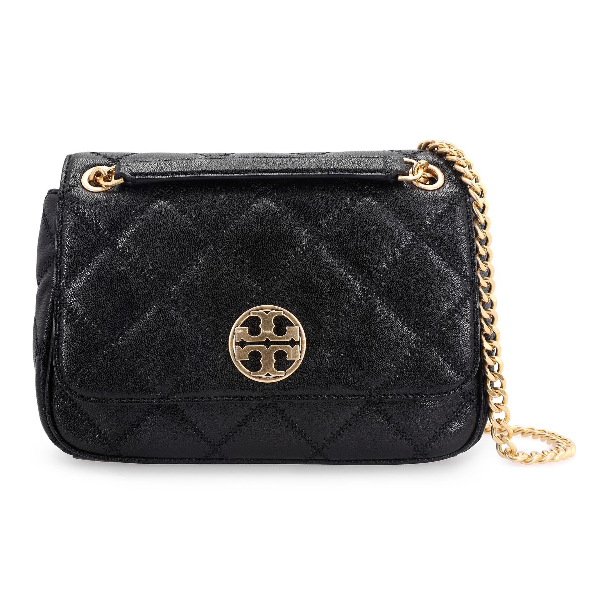 Tory Burch Women's Black/Gold Tb-Willa Commuter Quilted Chain Leather Messenger Bag Bags - 82368-001