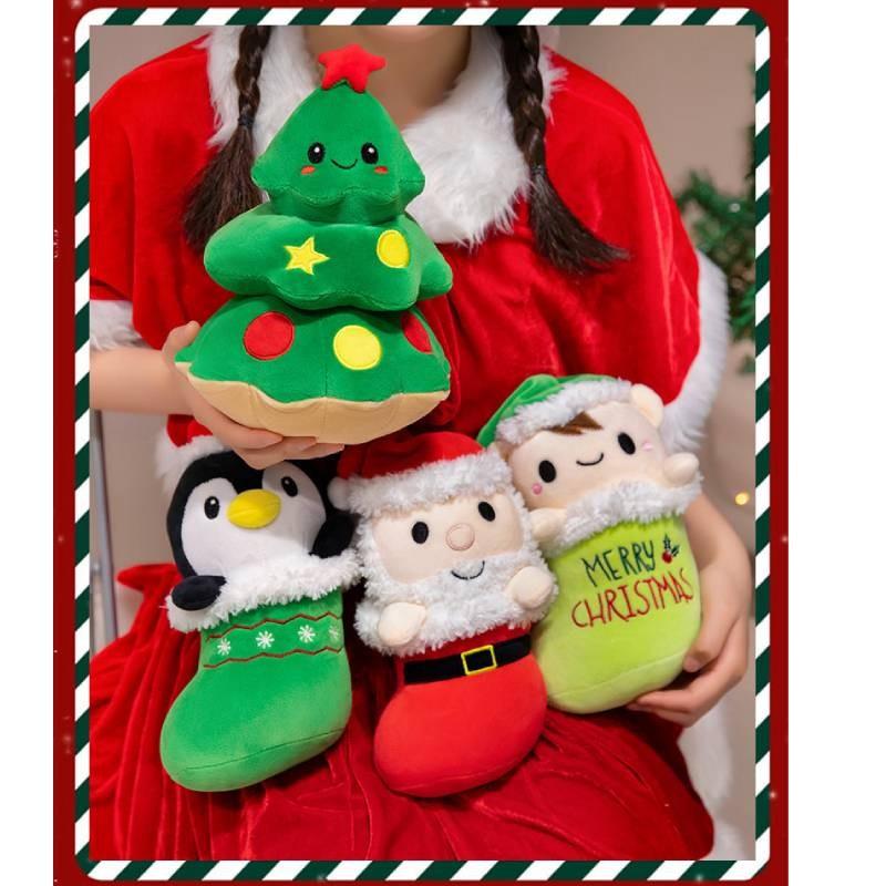 Santa Christmas Claus Tree Penguin Elf Boots Plush Toy Cartoon Decoration Doll
