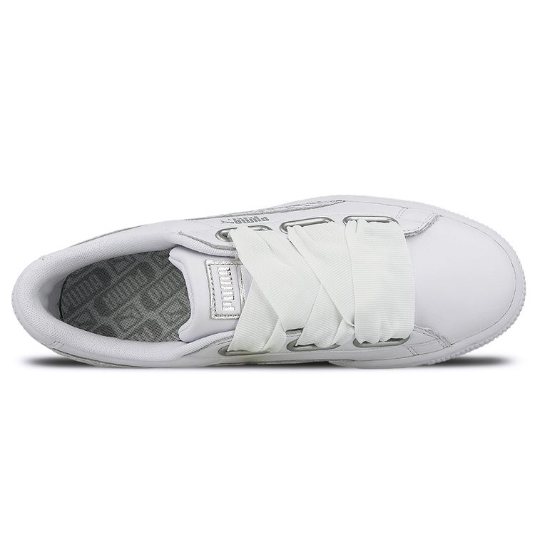 Puma Basket Heart Oceanaire Leather Lightweight Balance Low Top Sneakers Women Sneakers White 366443-02