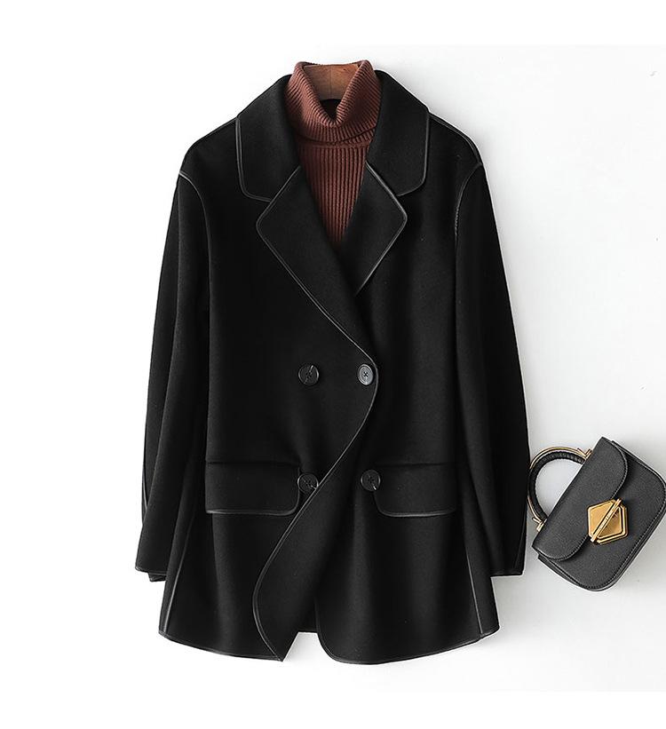 New small double-sided cashmere coat for women, short loose wool coat for women